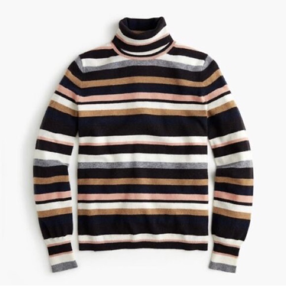 J. Crew Sweaters - J.Crew Cashmere Striped Turtleneck Size Small/ Medium